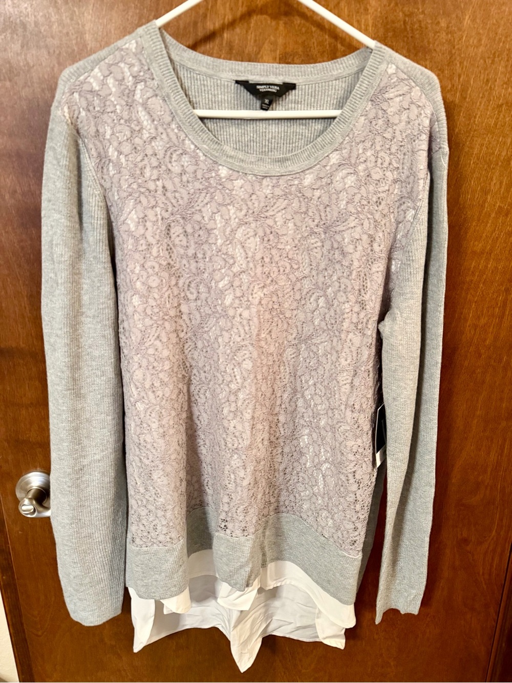 Simply Vera Lace Overlay Long Sleeved Top